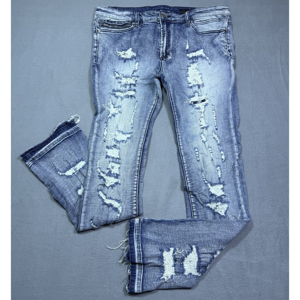 Rockstar Original Jeans Mens 36x34 RSM 205 Flare Distressed Stretch Stacked USA